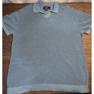 Grayers Jono Texture Stitch Johnny Collar Sweater Polo Allure Blue Mens Large